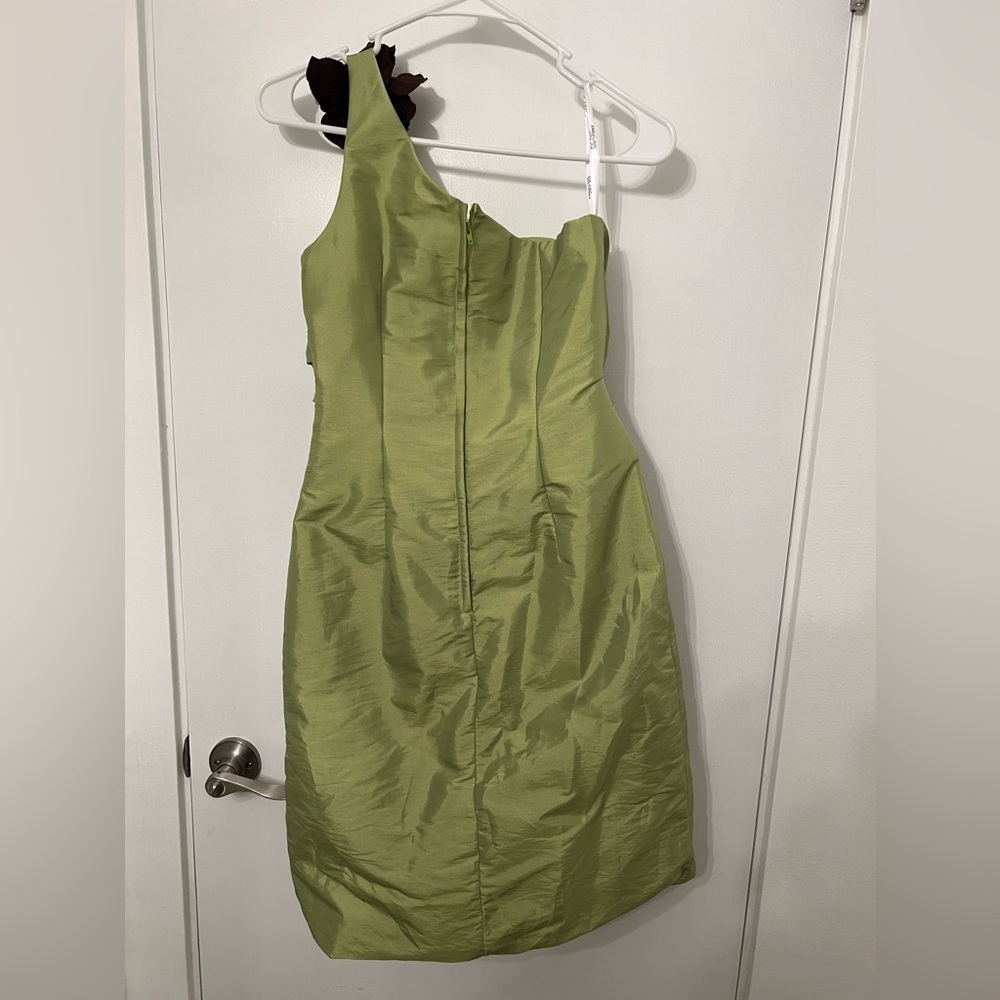 Davinci Womens Dress 6 Green One Shoulder Cocktail Prom Evening Formal - Picture 8 of 10